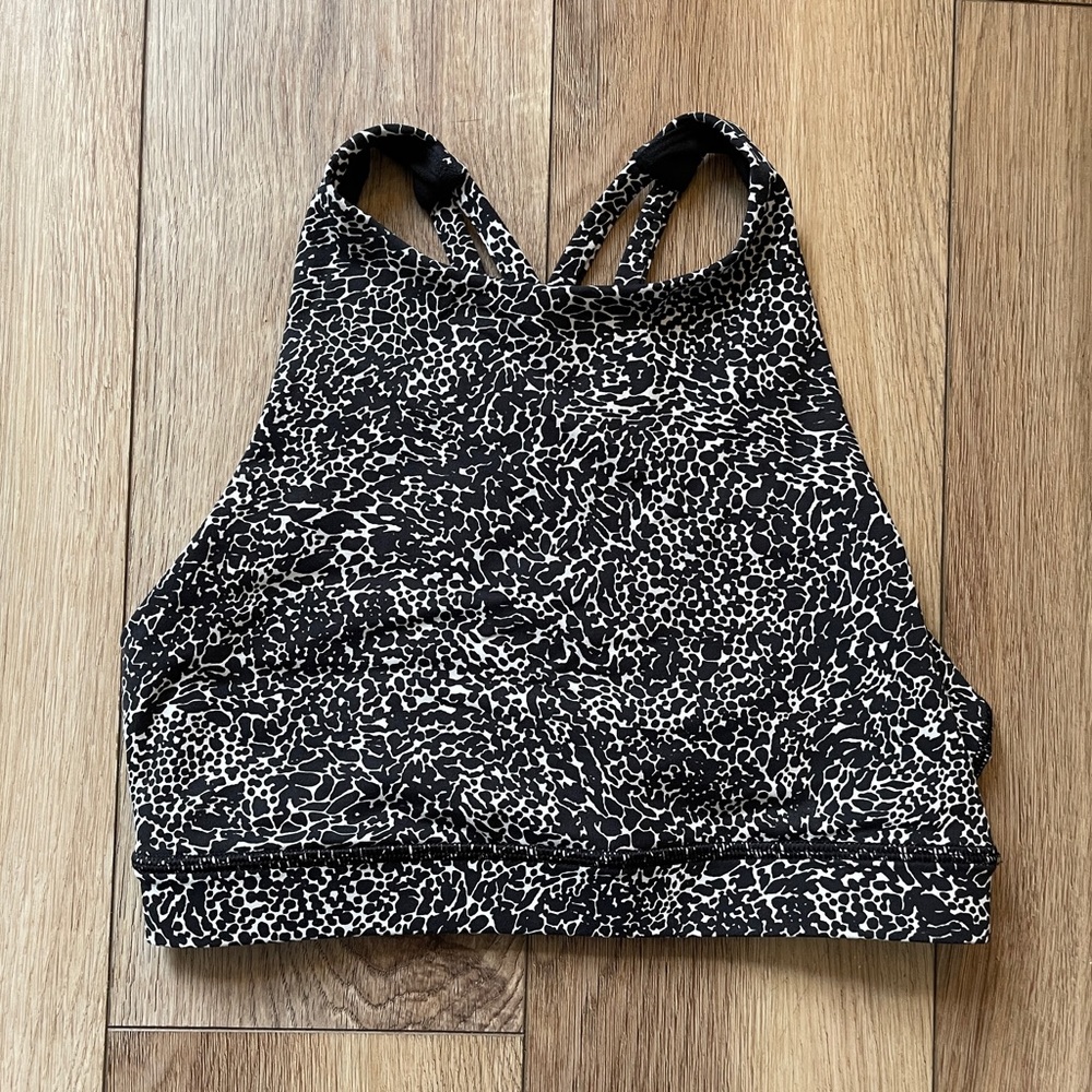 Black and White Lululemon Crop Top Sports Bra